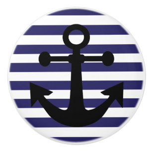 Bouton De Porte En Céramique Les Ancres bleues de la marine
