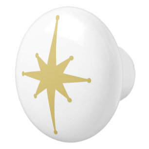 Bouton De Porte En Céramique les années 50 Starburst, rétro de l'ère atomiqu