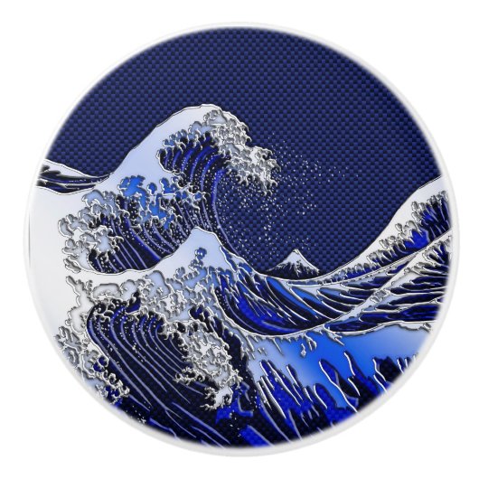 Bouton De Porte En Céramique Les styles modernes de grande vague de Hokusai (Devant)