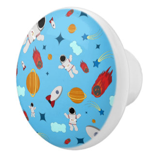 Bouton De Porte En Céramique L'espace extra-atmosphérique pour enfants et Motif