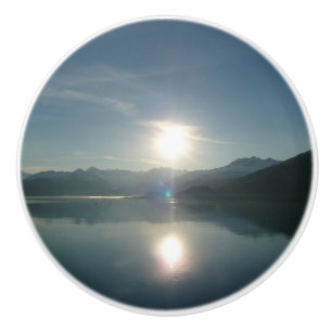Bouton De Porte En Céramique Lever de soleil sur le fjord College en Alaska Pho