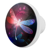 Bouton De Porte En Céramique libellule rouge brillante (Droite)