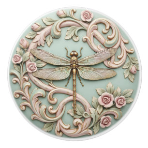 Bouton De Porte En Céramique Libellule Vintage Roses Roses Florales Rose