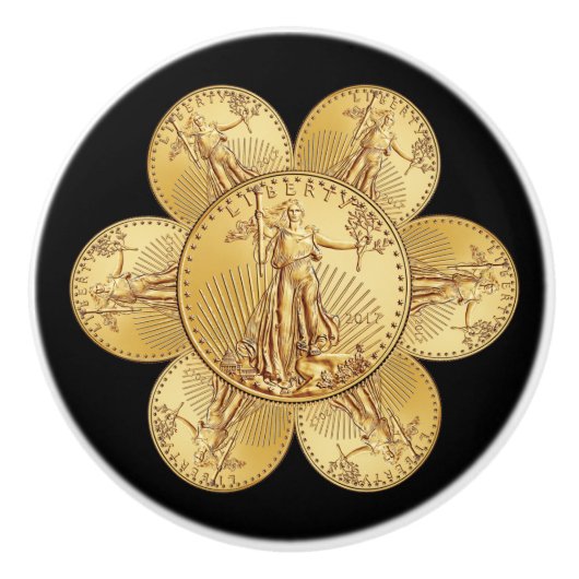 Bouton De Porte En Céramique Liberty 2016 ~ American Gold Eagle ~ * ~ (Devant)