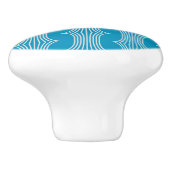 Bouton De Porte En Céramique Lignes blanches Abstraites rétro sur Motif bleu (Côté)