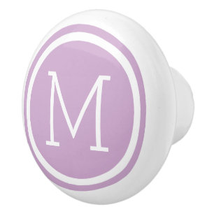 Bouton De Porte En Céramique Lilac Violet Monogramme Fuseau Personnalisé