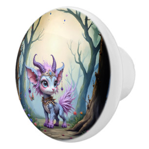 Bouton De Porte En Céramique Lilac Whisper – Gardien de la Forêt Enchantée.