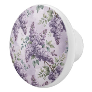 Bouton De Porte En Céramique Lilas Fleurs de lilas Vert sauge Lavande poudrée