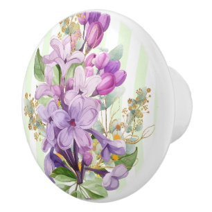 Bouton De Porte En Céramique Lilas Violet