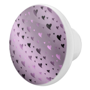 Bouton De Porte En Céramique lilas, violet, coeur, amour, Saint-Valentin, forme
