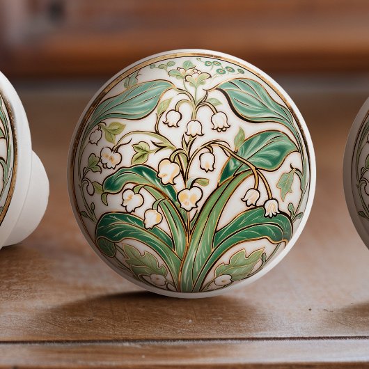 Bouton De Porte En Céramique Lily of the Valley Serenity Ceramic Knob Pull