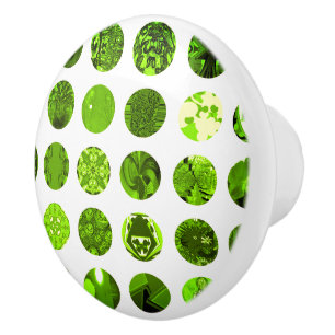 Bouton De Porte En Céramique Lime Green Busy Pois
