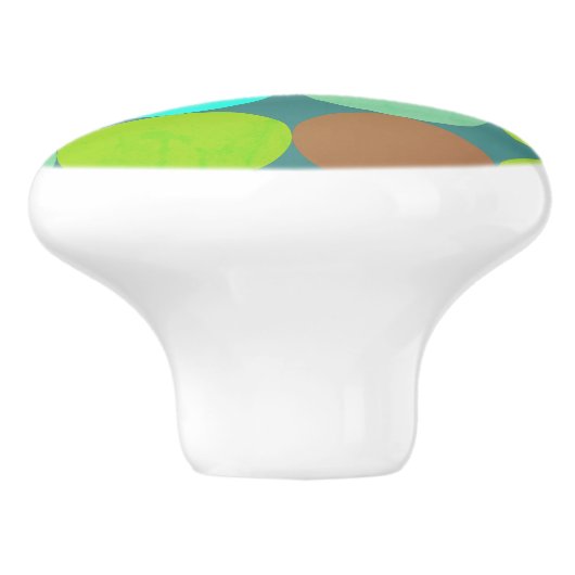 Bouton De Porte En Céramique Lime Vert Turquoise Turquoise & Rust Cercles (Côté)