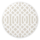 Bouton De Porte En Céramique Lin Trellis beige (Devant)