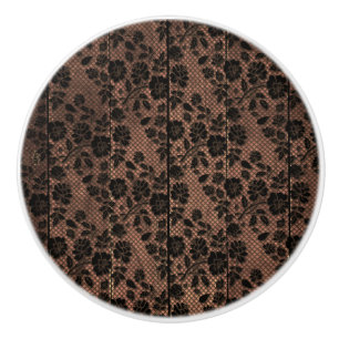 Bouton De Porte En Céramique Lingerie en dentelle de bois rustique et florale