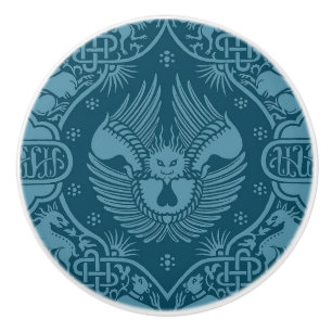 Bouton De Porte En Céramique Lion à ailes médiévales