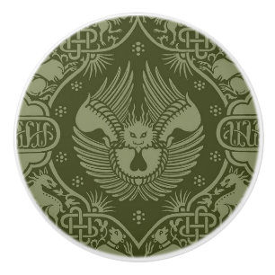 Bouton De Porte En Céramique Lion à ailes médiévales