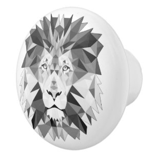 Bouton De Porte En Céramique Lion géométrique argenté