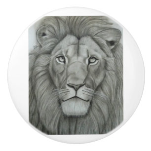 Bouton De Porte En Céramique Lion Majestueux