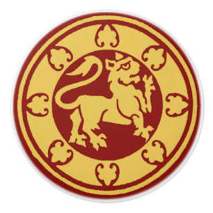 Bouton De Porte En Céramique Lion médiéval