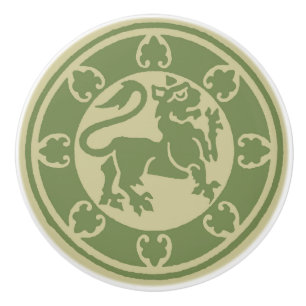 Bouton De Porte En Céramique Lion médiéval