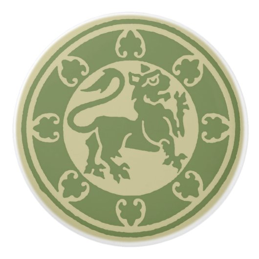 Bouton De Porte En Céramique Lion médiéval (Devant)