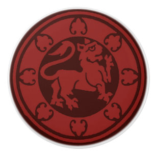 Bouton De Porte En Céramique Lion médiéval