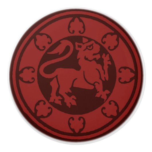 Bouton De Porte En Céramique Lion médiéval (Devant)