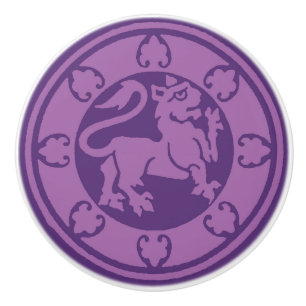 Bouton De Porte En Céramique Lion médiéval