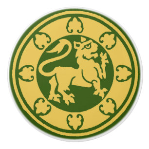 Bouton De Porte En Céramique Lion médiéval