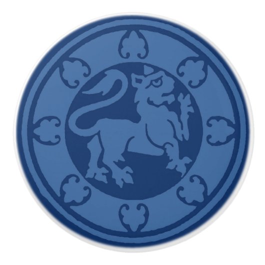 Bouton De Porte En Céramique Lion médiéval (Devant)