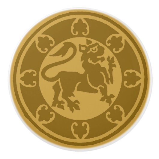 Bouton De Porte En Céramique Lion médiéval (Devant)