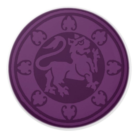 Bouton De Porte En Céramique Lion médiéval (Devant)