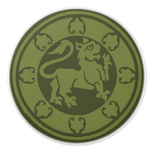 Bouton De Porte En Céramique Lion médiéval