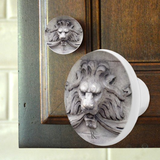 Bouton De Porte En Céramique LionHead Classic Architectural Monogrammed
