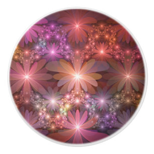 Bouton De Porte En Céramique Lit De Fleurs Coloré brillant Abstrait Fractage Ar