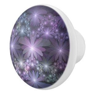 Bouton De Porte En Céramique Lit de fleurs tendance brillant art fractal abstra