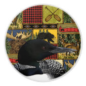 Bouton De Porte En Céramique Loon sauvage rustique de North Woods (Devant)