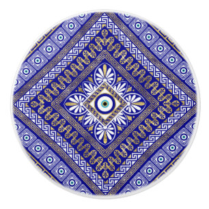 Bouton De Porte En Céramique L'ornement des yeux méandres grecs