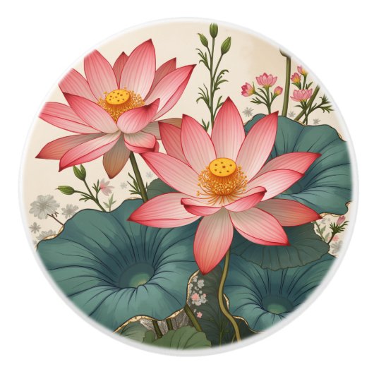 Bouton De Porte En Céramique lotus (Devant)