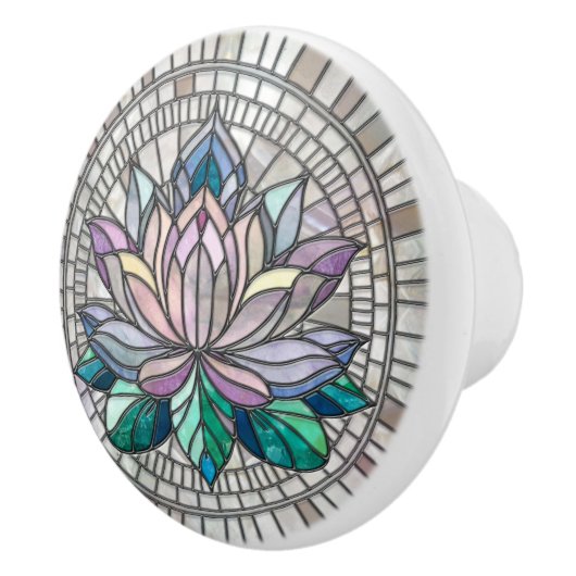 Bouton De Porte En Céramique Lotus Flower Mosaic Art (Droite)