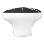 Bouton De Porte En Céramique Lotus Flower - Noir, Perle et Or (Côté)