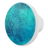 Bouton De Porte En Céramique Lotus texturé bleu (Droite)