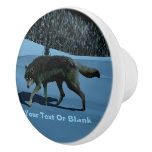 Bouton De Porte En Céramique Loup d'hiver - Tapetum Lucidum