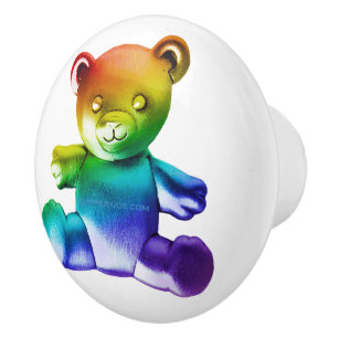 Bouton De Porte En Céramique L'ours en peluche en métal brossé SlipperyJoe's dé