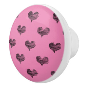Bouton De Porte En Céramique Love Valentine's Day Black Heart croquis