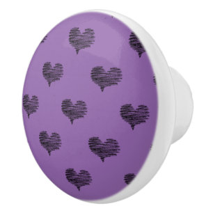 Bouton De Porte En Céramique Love Valentine's Day Black Heart croquis