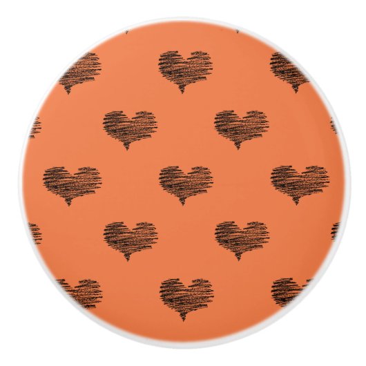 Bouton De Porte En Céramique Love Valentine's Day Black Heart croquis (Devant)