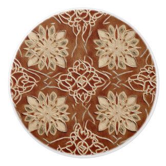 Bouton De Porte En Céramique Luxury Vintage Islamic Geometric Warm Terracotta 