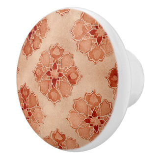 Bouton De Porte En Céramique Luxury Vintage Islamic Geometric Warm Terracotta 